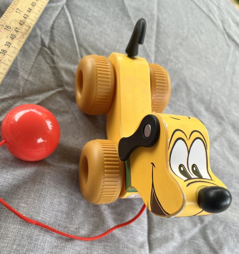 Vintage Disney Pluto Pull Along Wagging Mickey Children's Toy